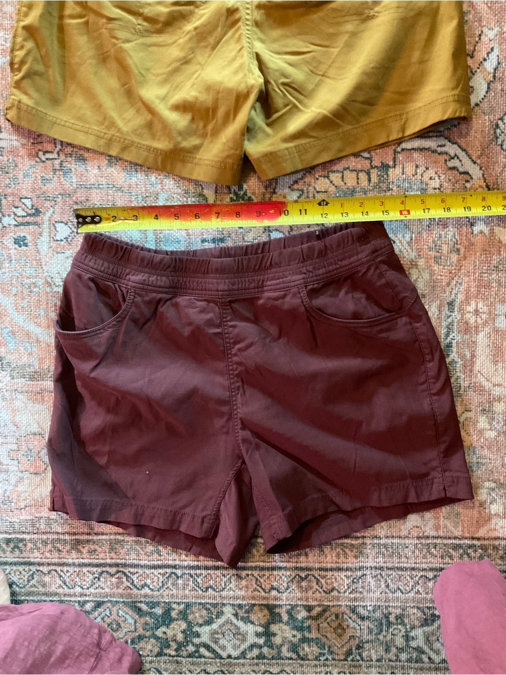 Women's Prana Elastic Waist Shorts in Burgundy
